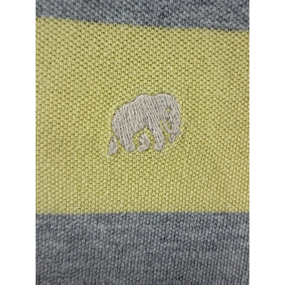 Banana Republic Polo Shirt Mens XXL‎ Grey Yellow Blue Striped Short Sleeve Pique